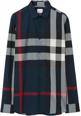 버버리 체크 무늬 대비 디자인 롱슬리브 셔츠. 80732161 Buy 버버리 체크 무늬 대비 디자인 롱슬리브 셔츠. 80732161