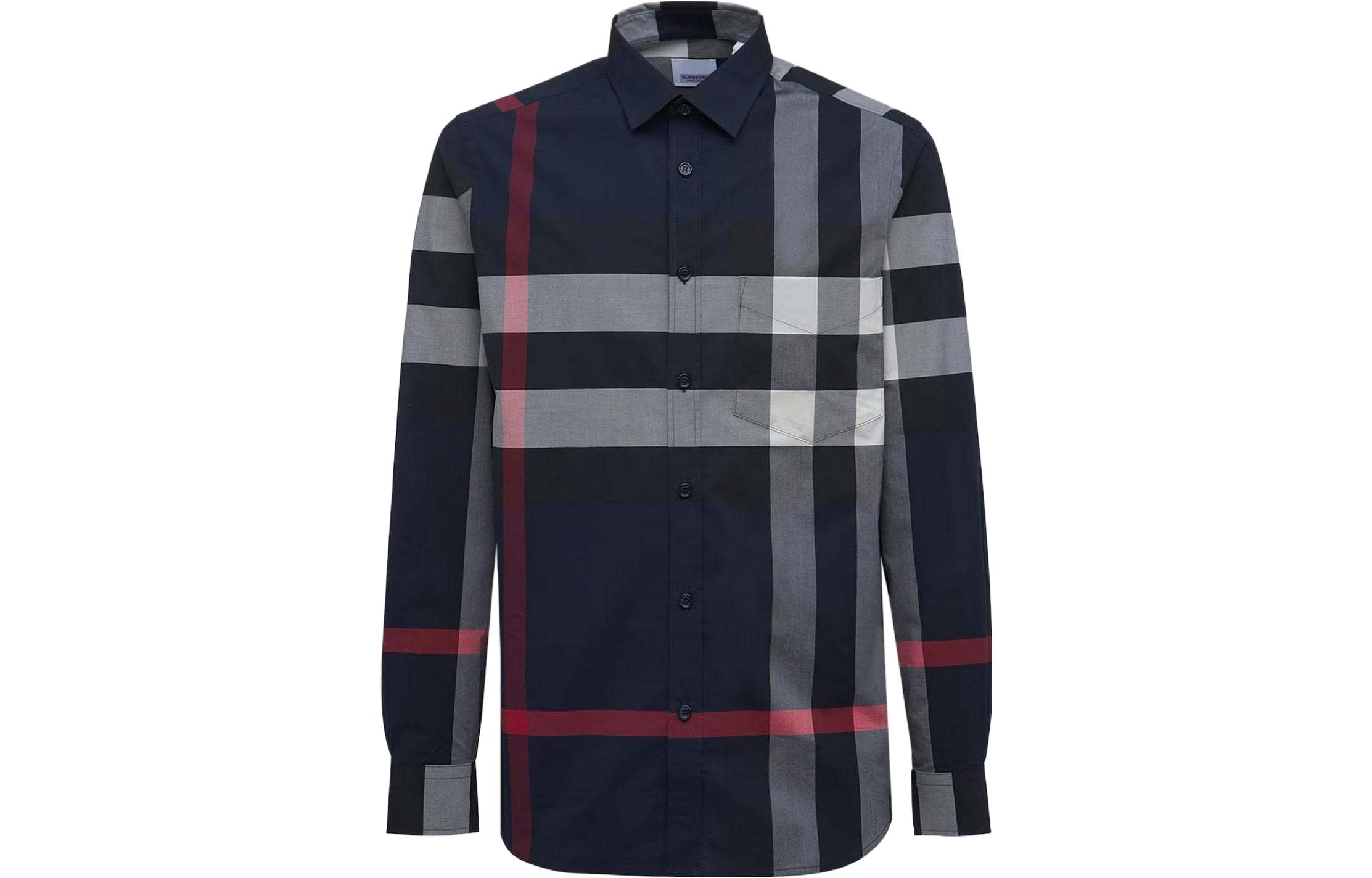 Order 버버리 체크 무늬 대비 디자인 롱슬리브 셔츠. 80732161