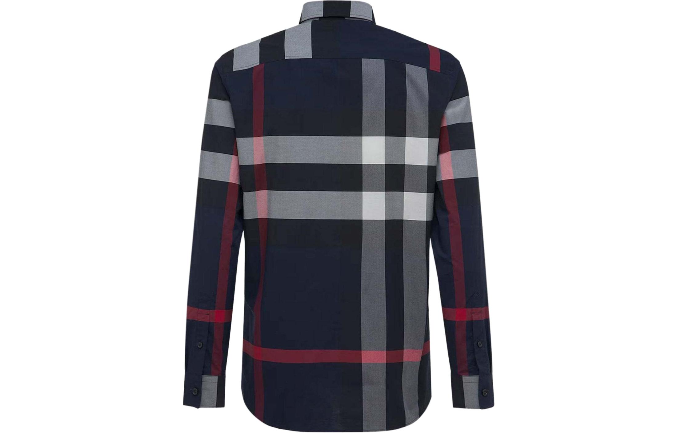 Lookbook 버버리 체크 무늬 대비 디자인 롱슬리브 셔츠. 80732161