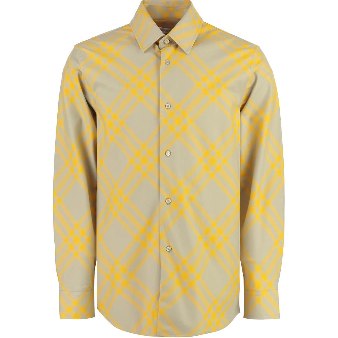 Buy Burberry  Checkered Long-Sleeve Shirt Yellow 80791651