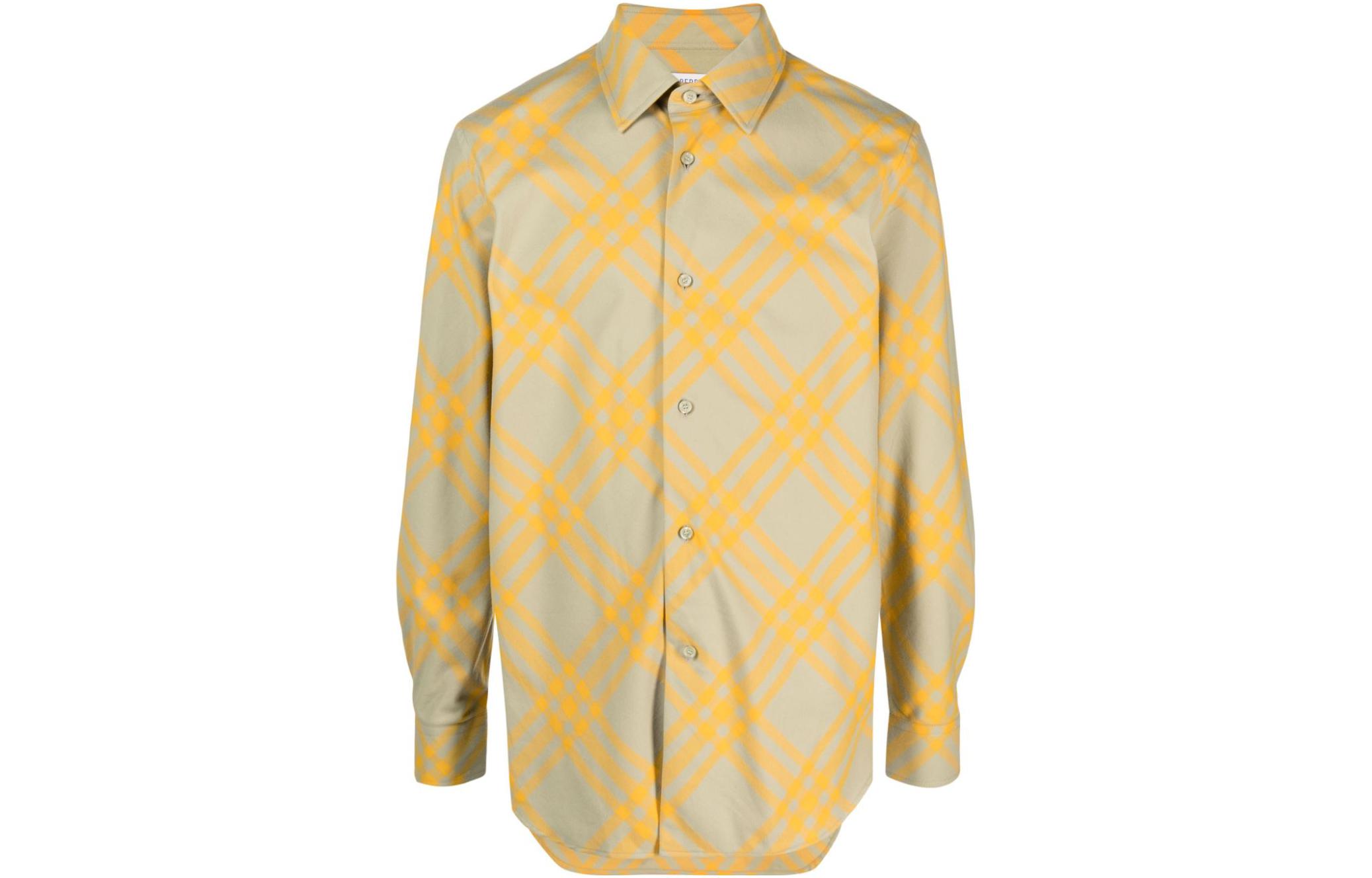 Order Burberry  Checkered Long-Sleeve Shirt Yellow 80791651