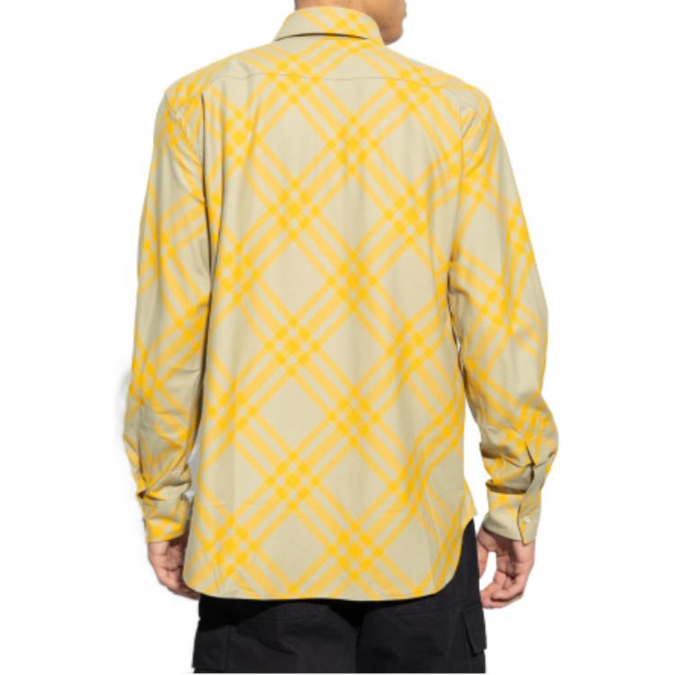 Shop Burberry  Checkered Long-Sleeve Shirt Yellow 80791651