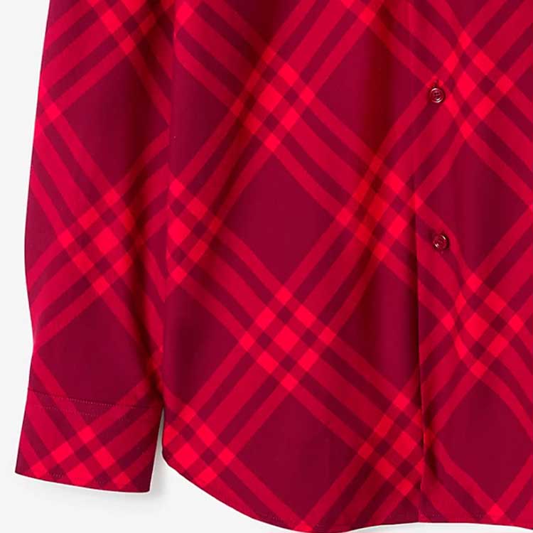 Purchase Burberry Kemeja Lengan Panjang Kotak-Kotak Merah Raspberry. 80791641