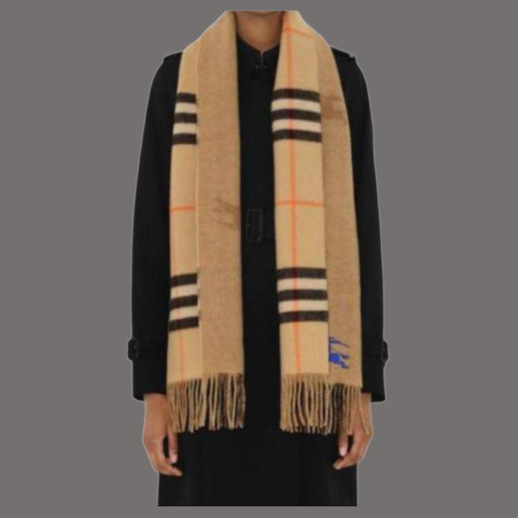 Burberry  Color-Block Cashmere Scarf in Brown. 8094710 圖 4