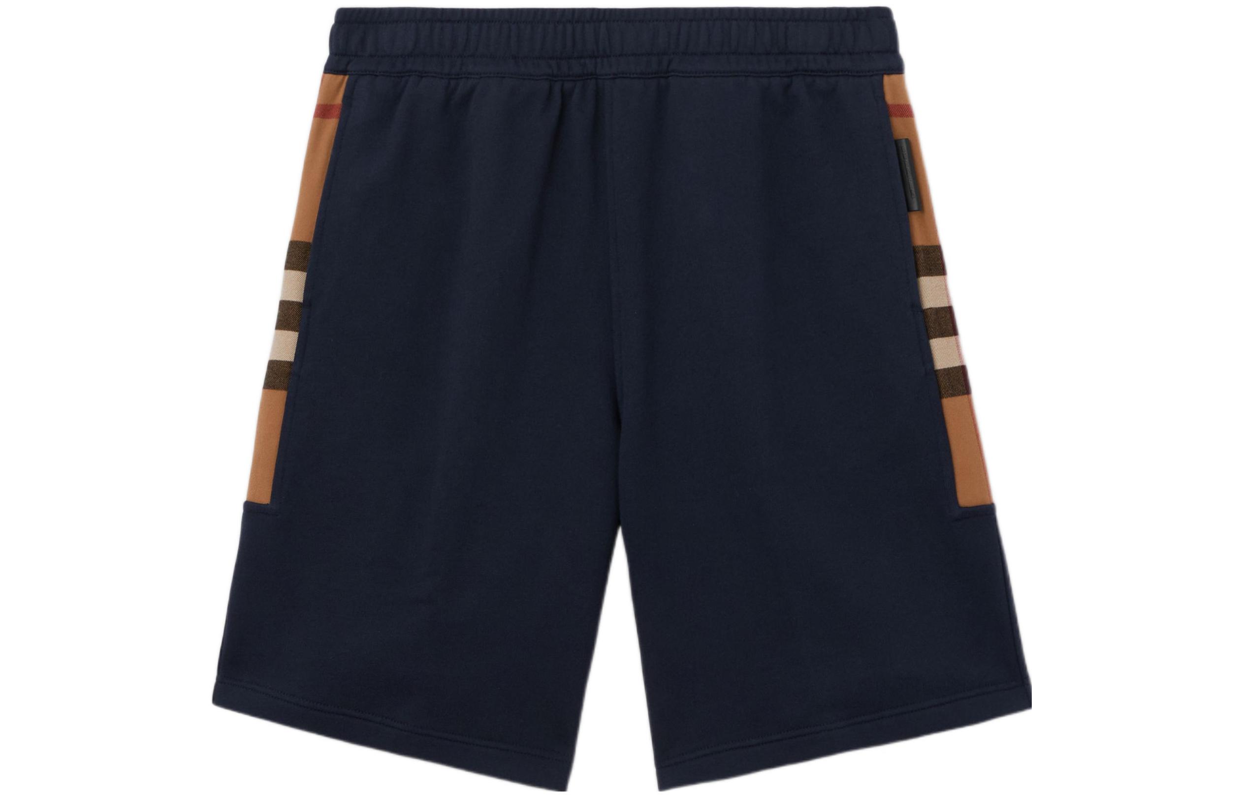Burberry  Color-Block Plaid Cotton Casual Shorts Coal Blue. 80575171