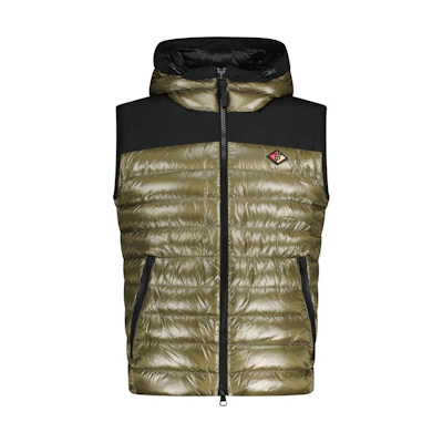 Burberry Color-Block Sleeveless Puffer Jacket Olive Green. 80469831