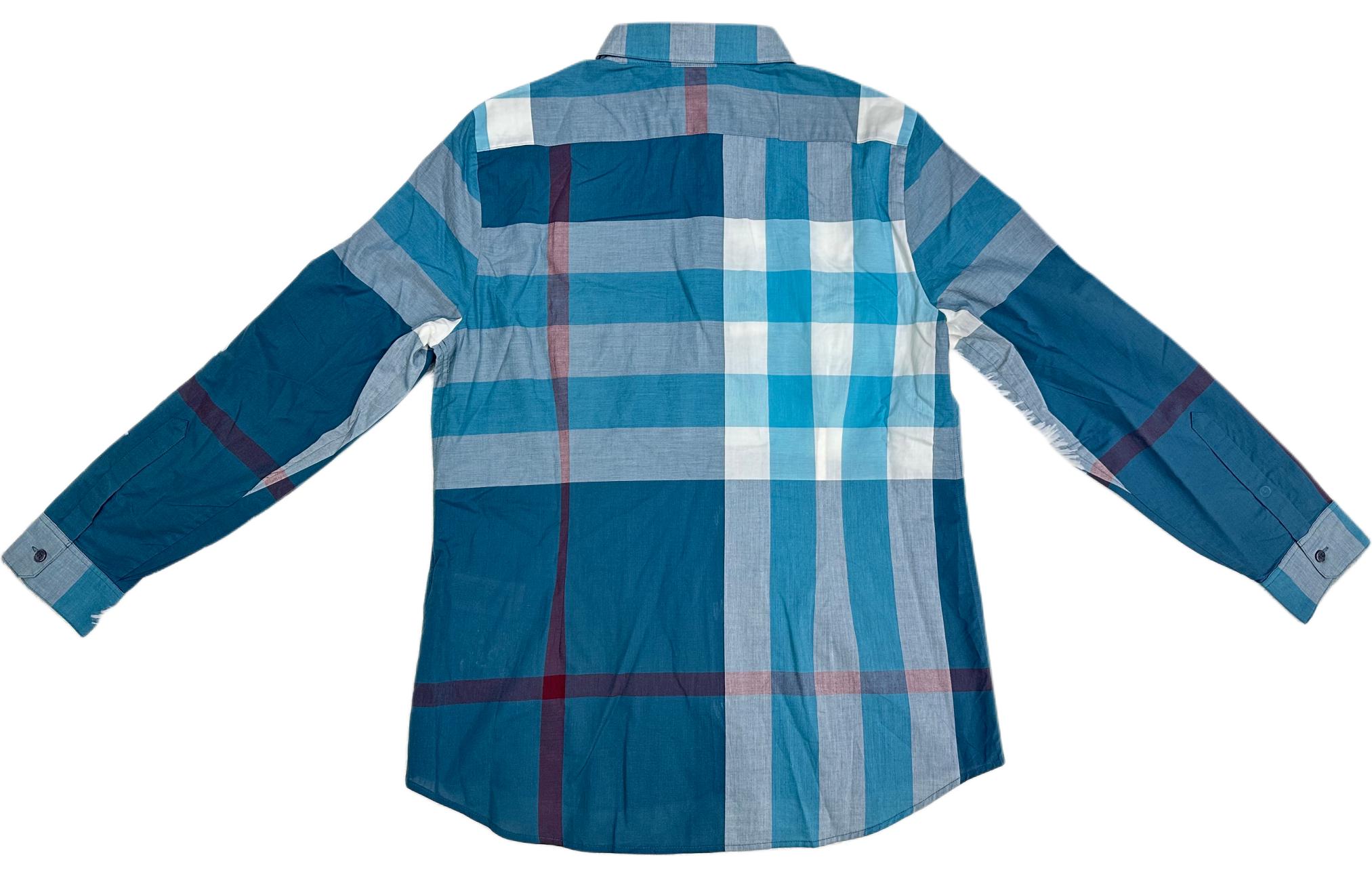 Lookbook Burberry  Colorblock Check Long Sleeve Casual Shirt Multicolor 39764771