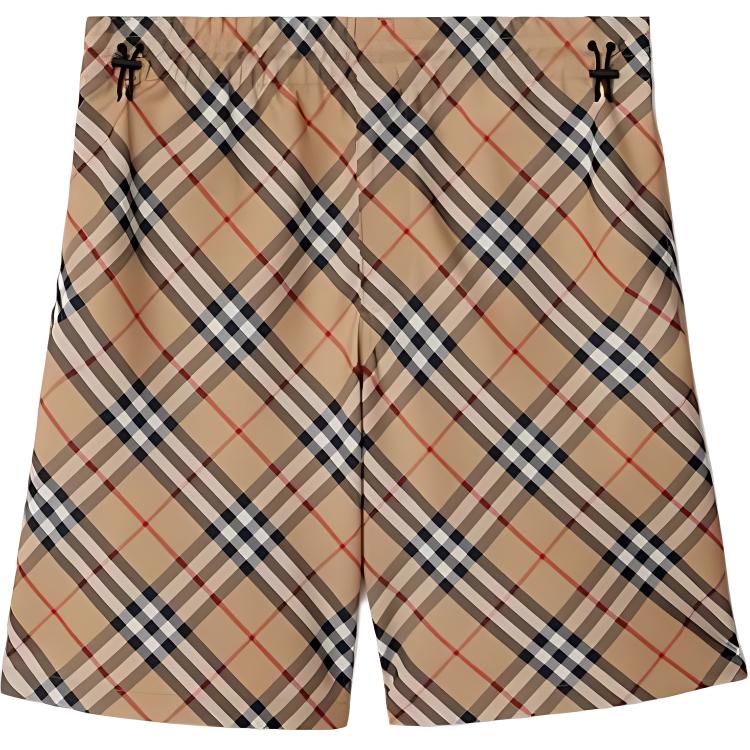 Buy Burberry 拼接格紋休閒短褲 米色 80872241