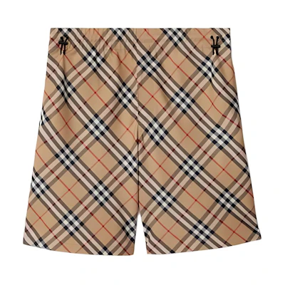 Burberry Colorblock Check Pattern Casual Shorts Beige 80872241