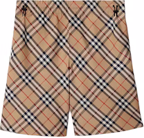 Order Burberry Colorblock Check Pattern Casual Shorts Beige 80872241