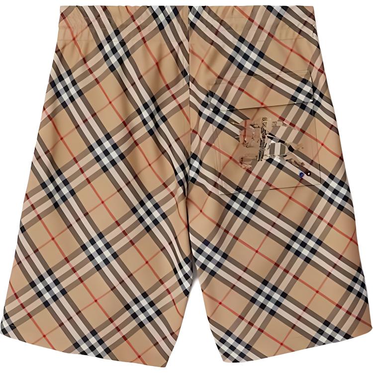 Lookbook Burberry 拼接格紋休閒短褲 米色 80872241