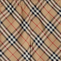 Cheap Burberry Colorblock Check Pattern Casual Shorts Beige 80872241