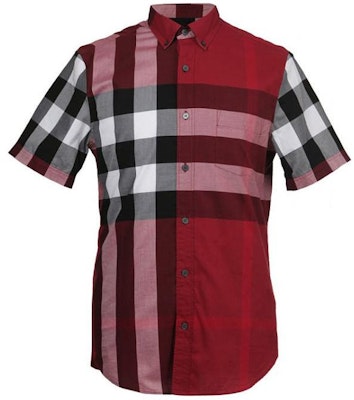 Burberry 紅色拼接格紋短袖襯衫 40046251 Buy Burberry 紅色拼接格紋短袖襯衫 40046251
