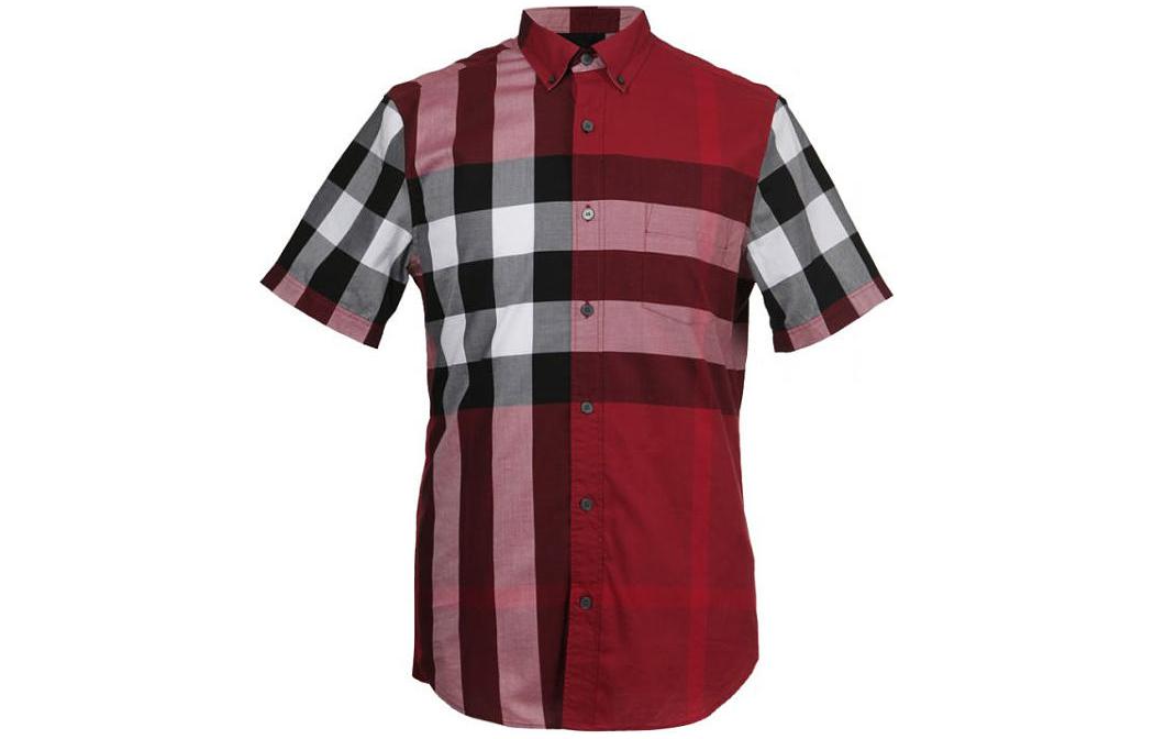Order Burberry Kemeja Lengan Pendek Colorblock Check Merah. 40046251