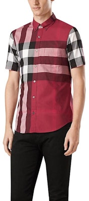 Burberry 紅色拼接格紋短袖襯衫 40046251 Purchase Burberry 紅色拼接格紋短袖襯衫 40046251