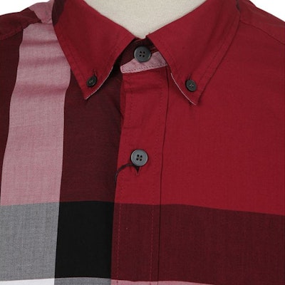 Burberry 紅色拼接格紋短袖襯衫 40046251 Cheap Burberry 紅色拼接格紋短袖襯衫 40046251