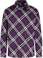 Burberry Colorblock Check Single-Breasted Purple Long Sleeve Shirt 80953371 Burberry Colorblock Check Single-Breasted Purple Long Sleeve Shirt 80953371