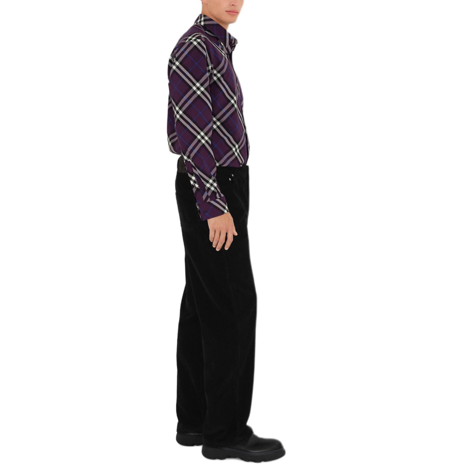 Sizing Burberry Kemeja Ungu Lengan Panjang Check Colorblock Single-Breasted 80953371