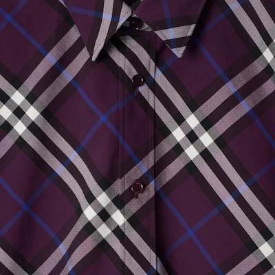 Burberry Kemeja Ungu Lengan Panjang Check Colorblock Single-Breasted 80953371 Cheap Burberry Kemeja Ungu Lengan Panjang Check Colorblock Single-Breasted 80953371