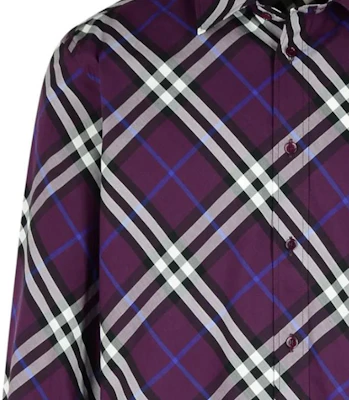Burberry Kemeja Ungu Lengan Panjang Check Colorblock Single-Breasted 80953371 2
