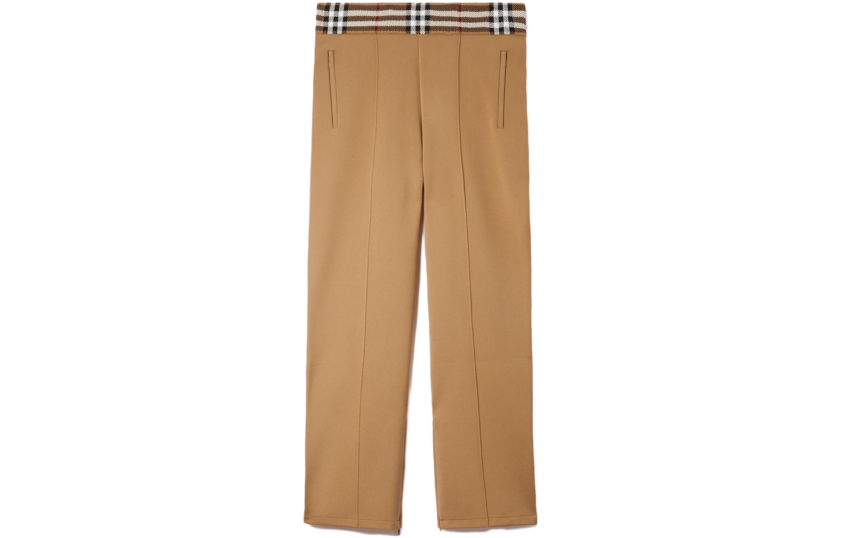 Burberry  Colorblock Check Straight-Leg Casual Pants Beige. 80718631
