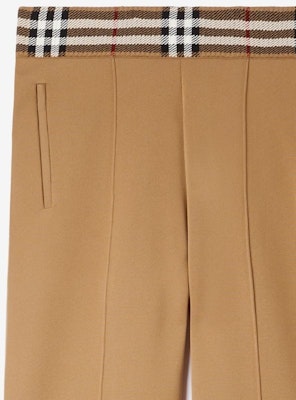 Burberry Celana Kasual Straight-Leg Colorblock Check Beige. 80718631 1