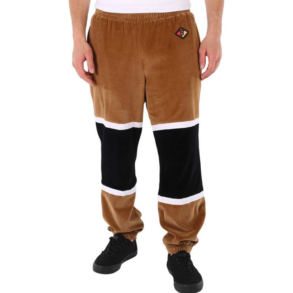 Shop Burberry 深棕色拼接鬆緊腰運動長褲 45589391