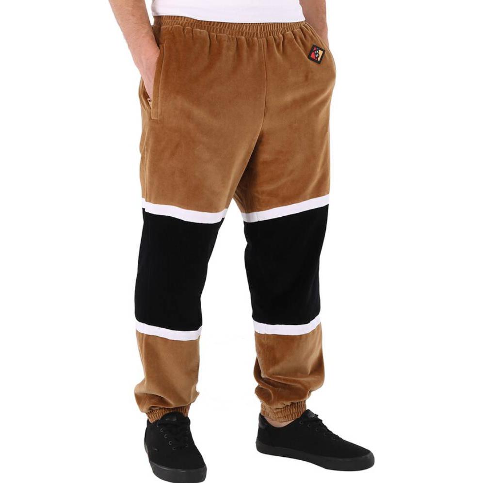 Sizing Burberry 深棕色拼接鬆緊腰運動長褲 45589391