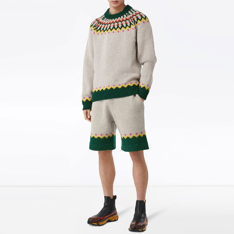 Burberry  Colorblock High-Waist Elastic Casual Shorts Khaki 80247751 圖 4