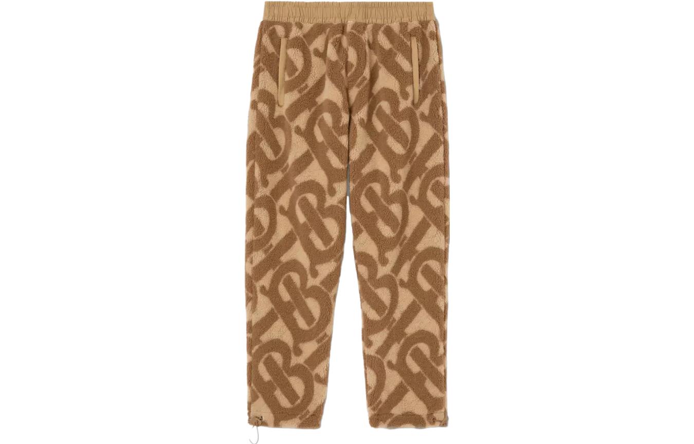 Burberry  Colorblock Logo Print Elastic Waist Casual Pants Khaki. 80583881