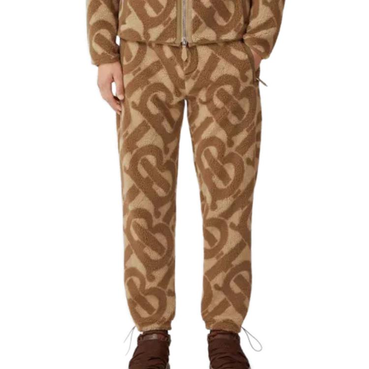 Lookbook Burberry Celana Kasual Khaki Logo Print Colorblock Pinggang Elastis. 80583881