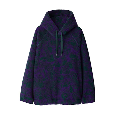 Burberry Colorblock Rose Print Hooded Drawstring Sweatshirt Purple. 80796281