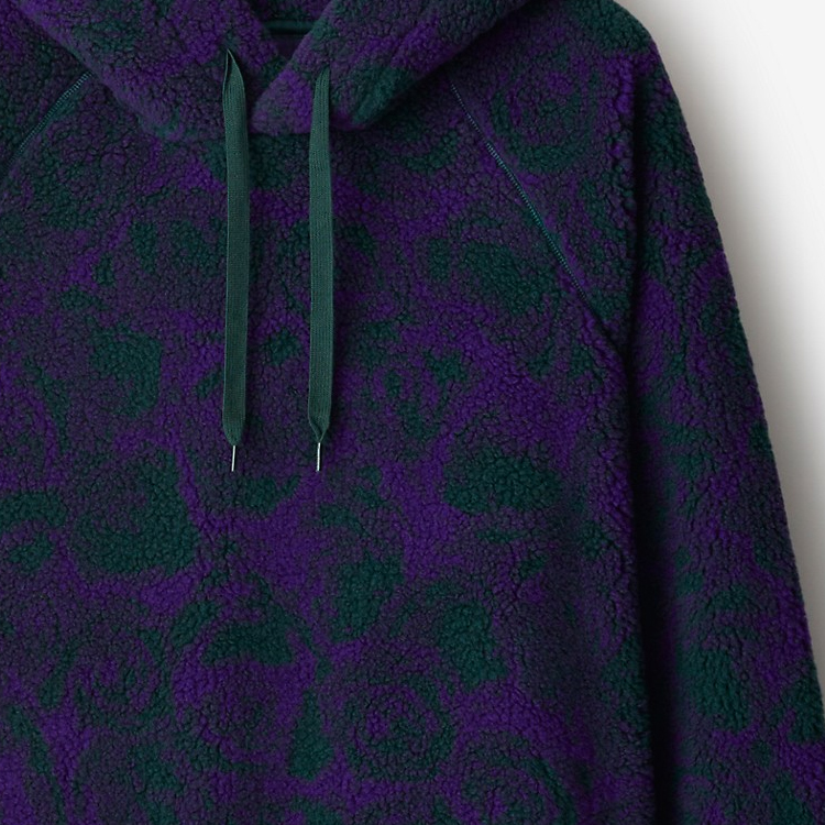 Purchase Burberry  Colorblock Rose Print Hooded Drawstring Sweatshirt Purple. 80796281