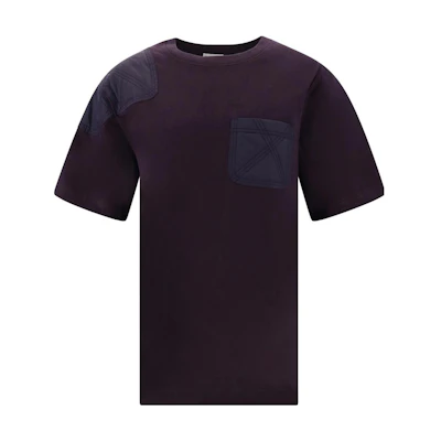 Burberry Colorblock Stitch Detail Crewneck T-Shirt in Dark Purple. 80777441