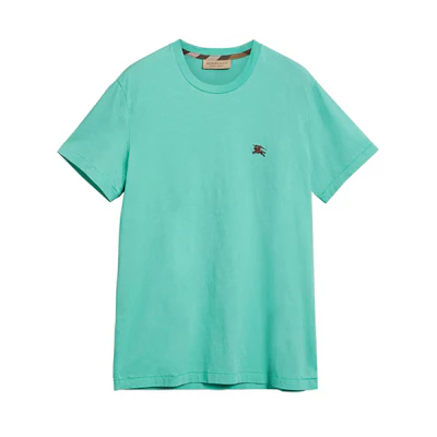 Burberry Cotton Crewneck Straight-Cut T-Shirt Light Green 40618211
