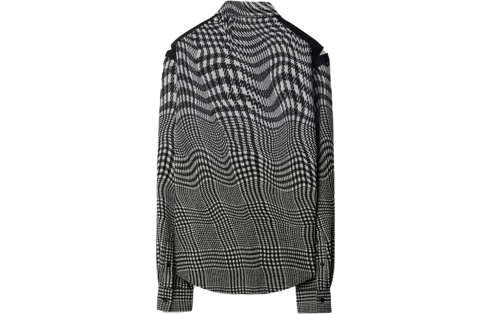 Lookbook Burberry  Curved Houndstooth Loose-Fit Button-Up Shirt Black/White 80821911