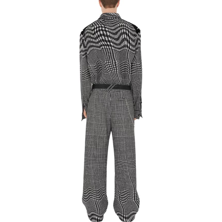 Purchase Burberry  Curved Houndstooth Loose-Fit Button-Up Shirt Black/White 80821911