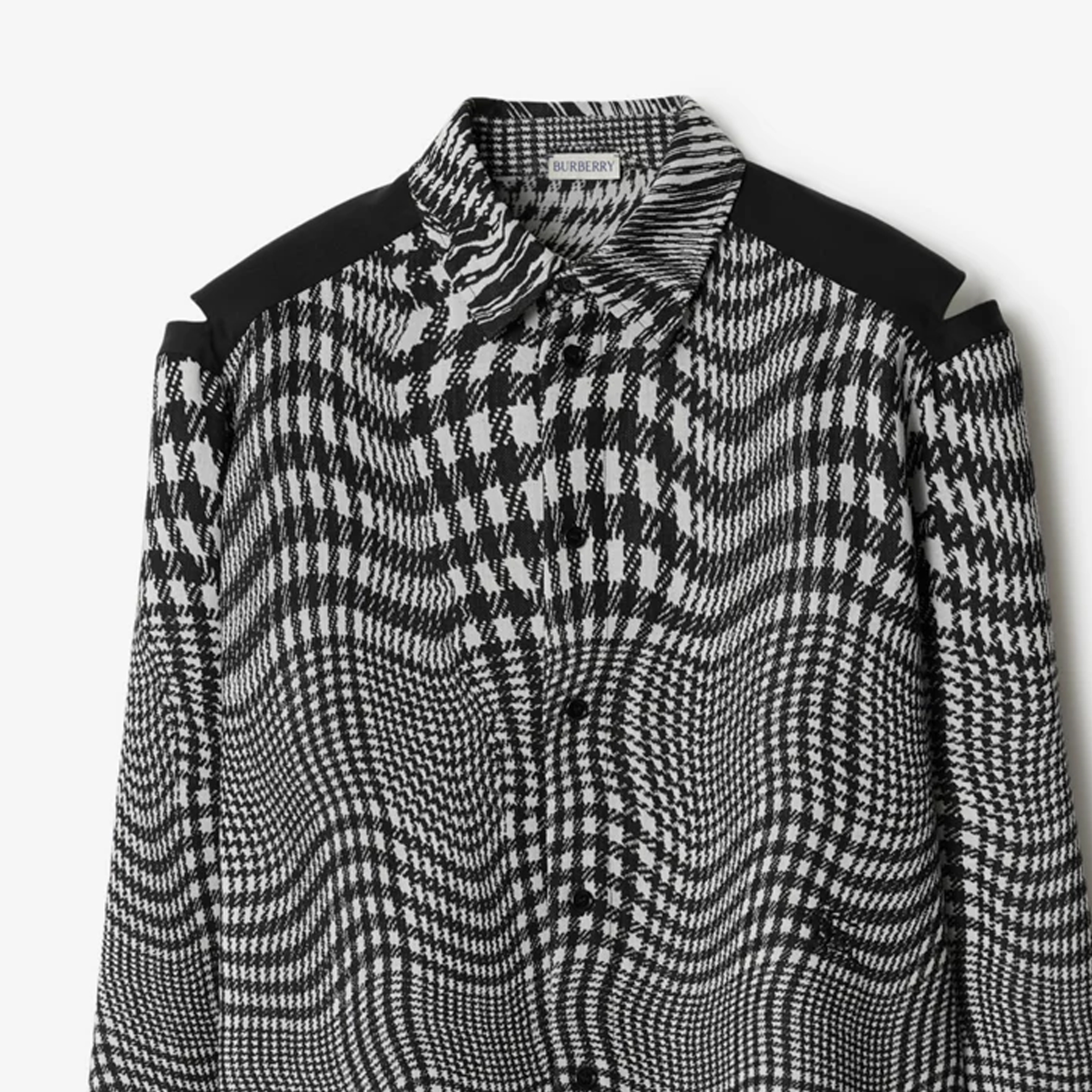 Cheap Burberry  Curved Houndstooth Loose-Fit Button-Up Shirt Black/White 80821911
