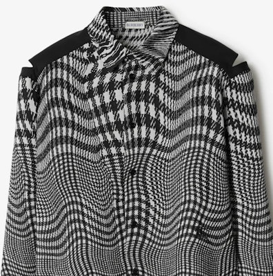 Burberry Curved Houndstooth Loose-Fit Button-Up Shirt Black/White 80821911 Cheap Burberry Curved Houndstooth Loose-Fit Button-Up Shirt Black/White 80821911