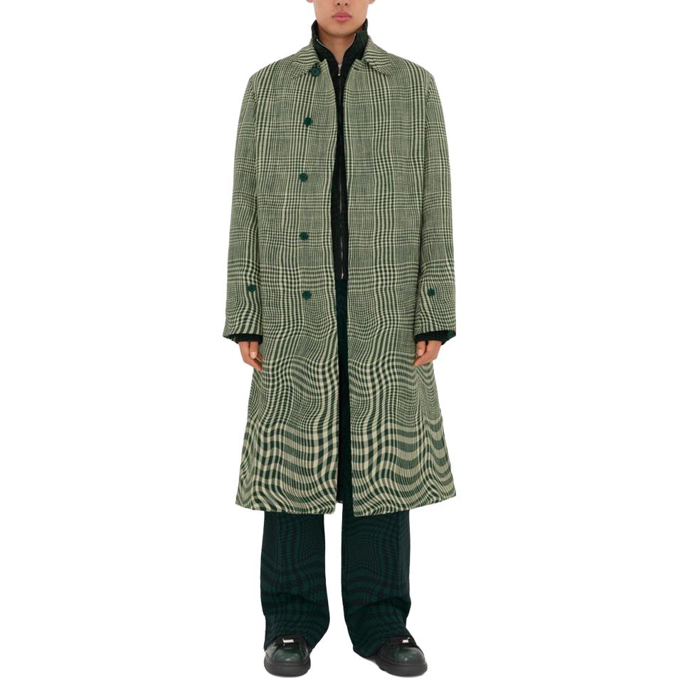 Shop Burberry Jaket Zip Houndstooth Lengkung Hijau Ivy. 80811521