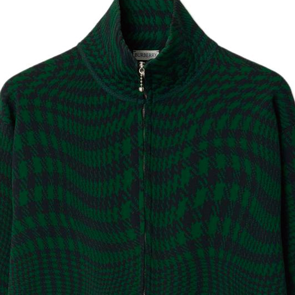 Sizing Burberry Jaket Zip Houndstooth Lengkung Hijau Ivy. 80811521