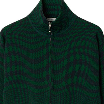 Burberry Jaket Zip Houndstooth Lengkung Hijau Ivy. 80811521 Sizing Burberry Jaket Zip Houndstooth Lengkung Hijau Ivy. 80811521