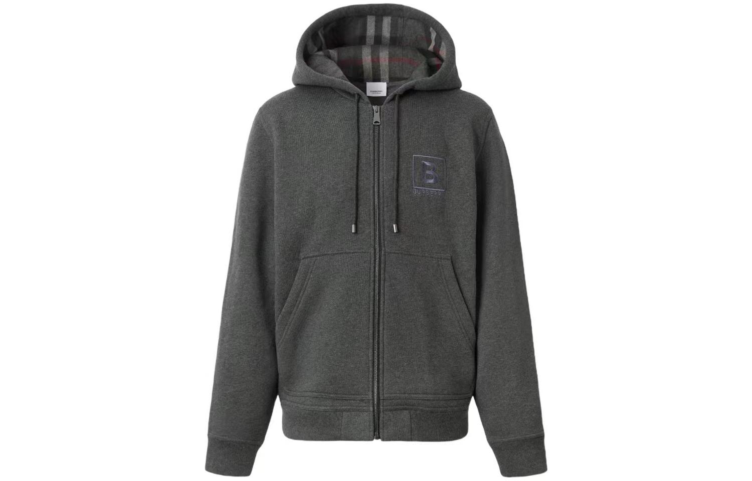 Burberry  Dark Gray Hoodie with Embroidered Letter Logo. 80618551