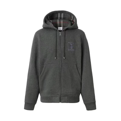 Burberry Dark Gray Hoodie with Embroidered Letter Logo. 80618551