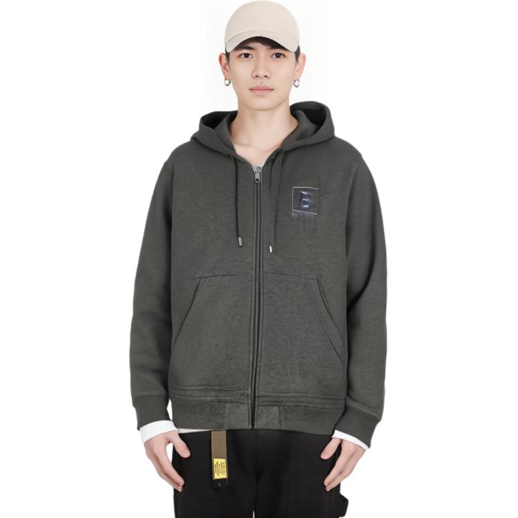 Cheap 巴宝莉深灰色刺绣字母Logo连帽衫。 80618551