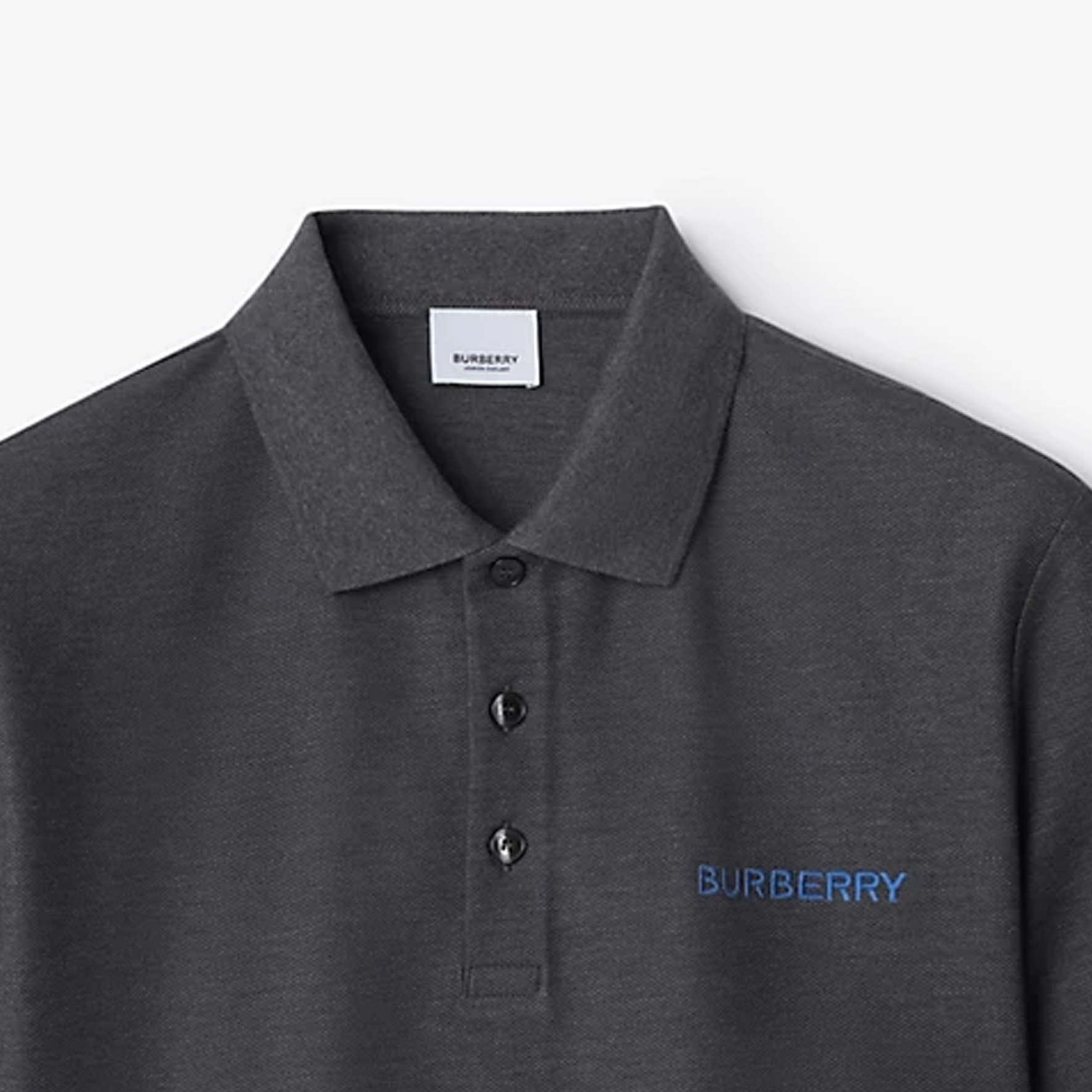 Burberry  Dark Gray Polo Shirt with Embroidered Letter Logo. 80844411 圖 5