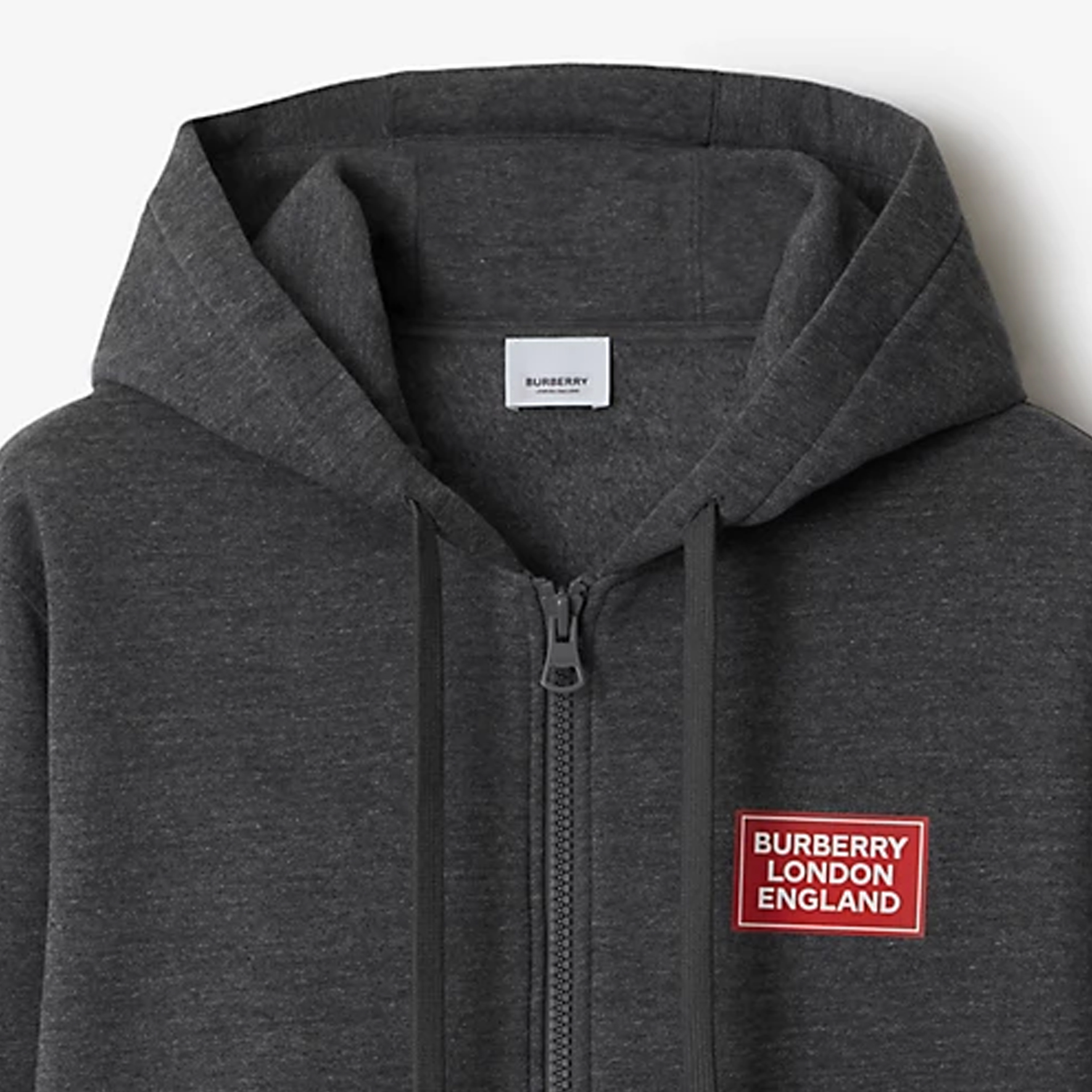 Sizing Burberry 深灰色拉链连帽衫 字母标志设计 80843471