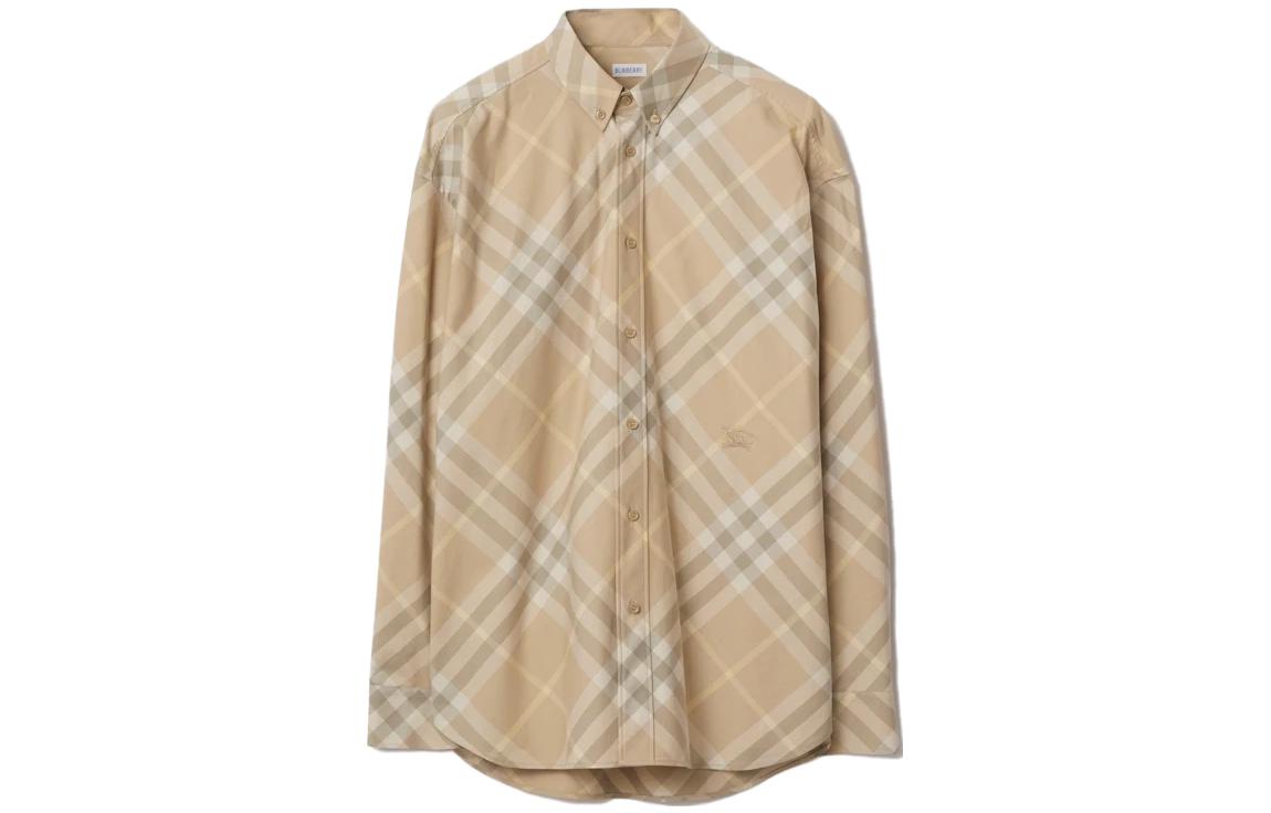 Burberry  Diamond Check Long Sleeve Button-Up Shirt Beige 80821941