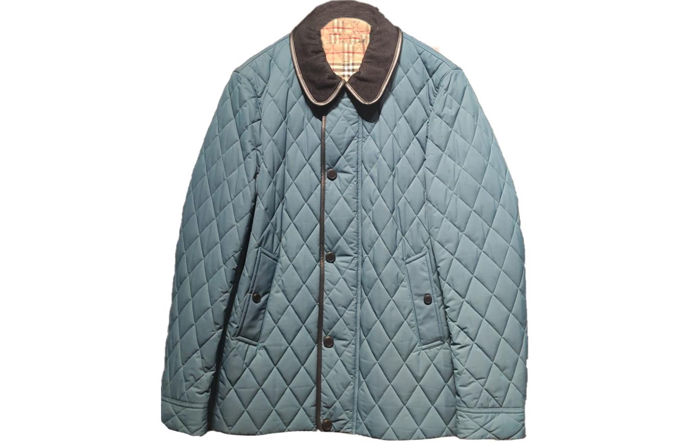 Burberry  Diamond Quilted Cotton Jacket Single Breasted - Light Blue-Grey. 80391491