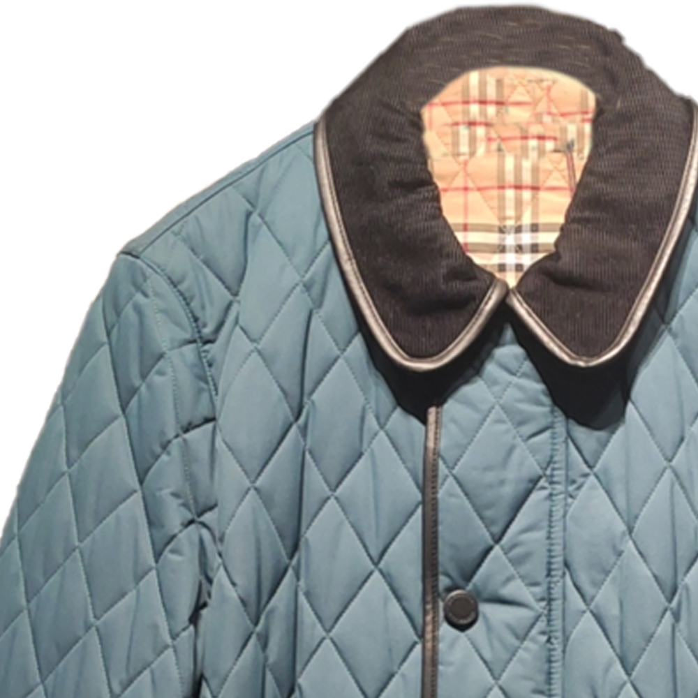 Burberry  Diamond Quilted Cotton Jacket Single Breasted - Light Blue-Grey. 80391491 圖 4